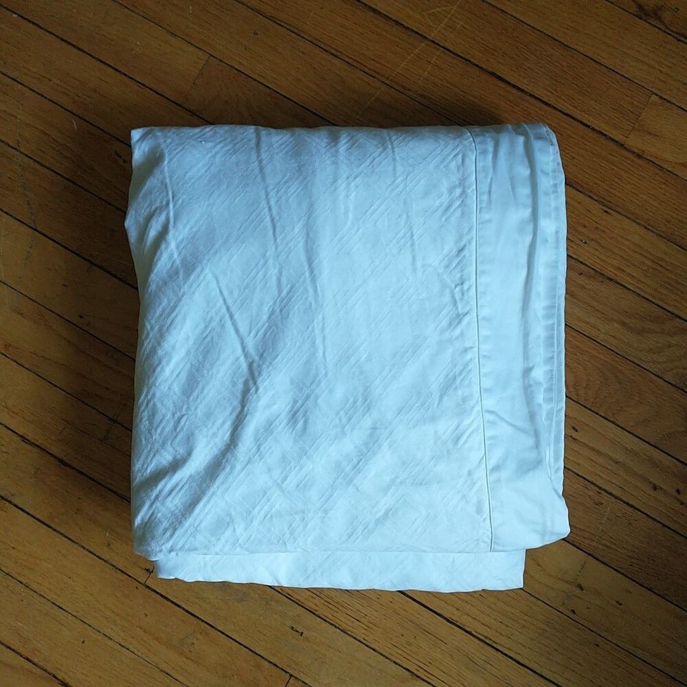 FRETTE King Duvet Cover White Argyle 100% Cotton Envelope 99x103"